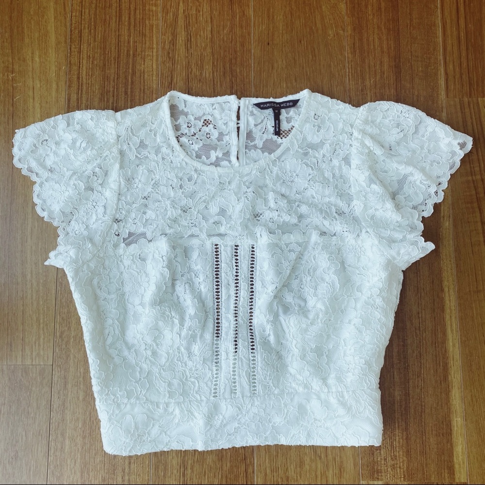 White Floral Lace Backless Top